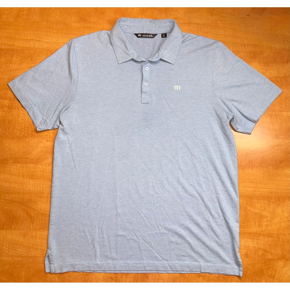 TravisMathew Mens XL Blue Pima Cotton Blend Short Sleeve Golf Polo Shirt